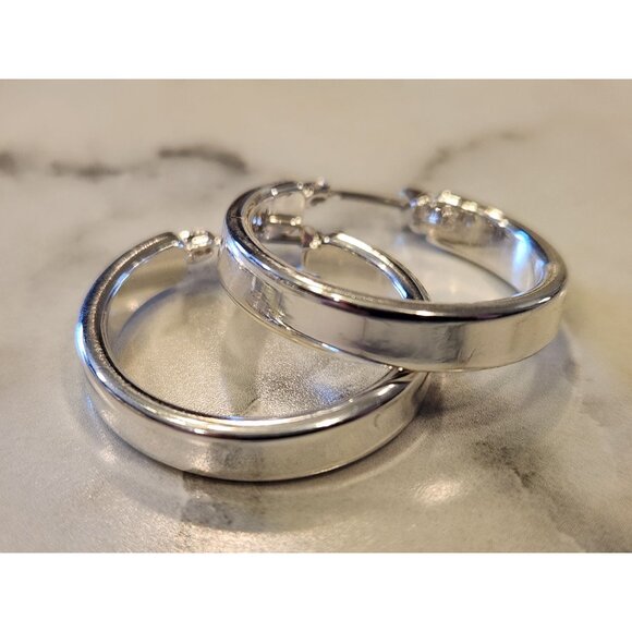 Dana Buchman Silver-Tone Hoop Earrings With Secure Latch Closure - Picture 6 of 6